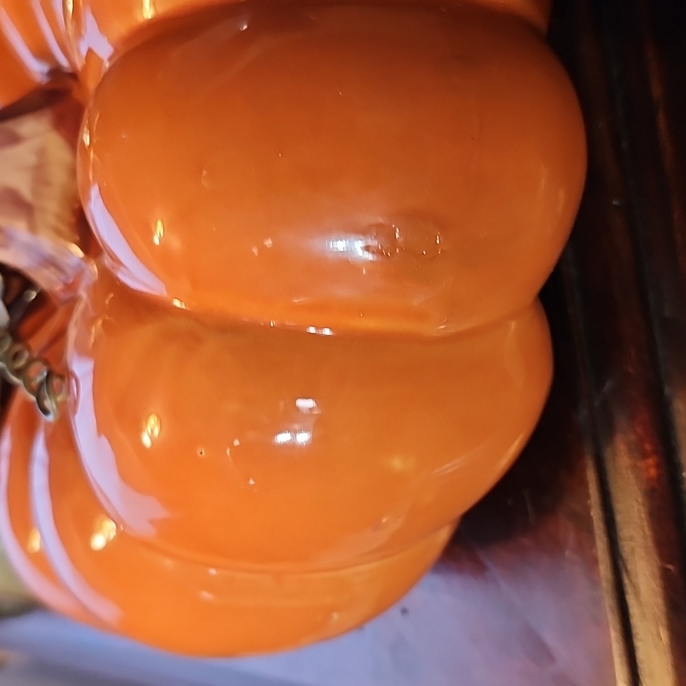 Glazed Ceramic Pumpkin - FALL DECOR Halloween - Jack-O-Lantern - Picture 4 of 5